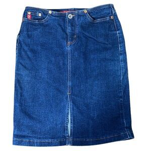 VINTAGE‎ GUESS - Denim Skirt Split in Front Ladies Size 26 Dark Wash
